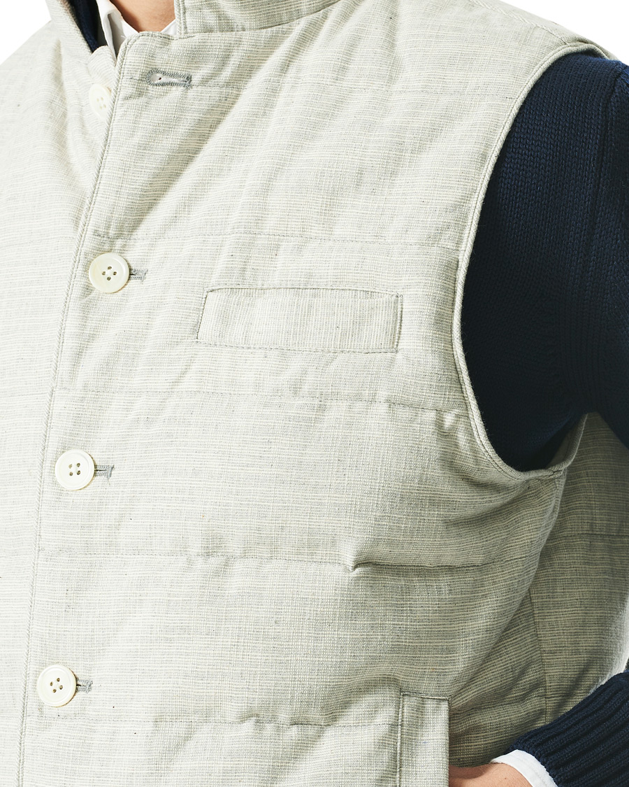Men | Coats & Jackets | Stenströms | Quilted Cotton Linen Vest Grey