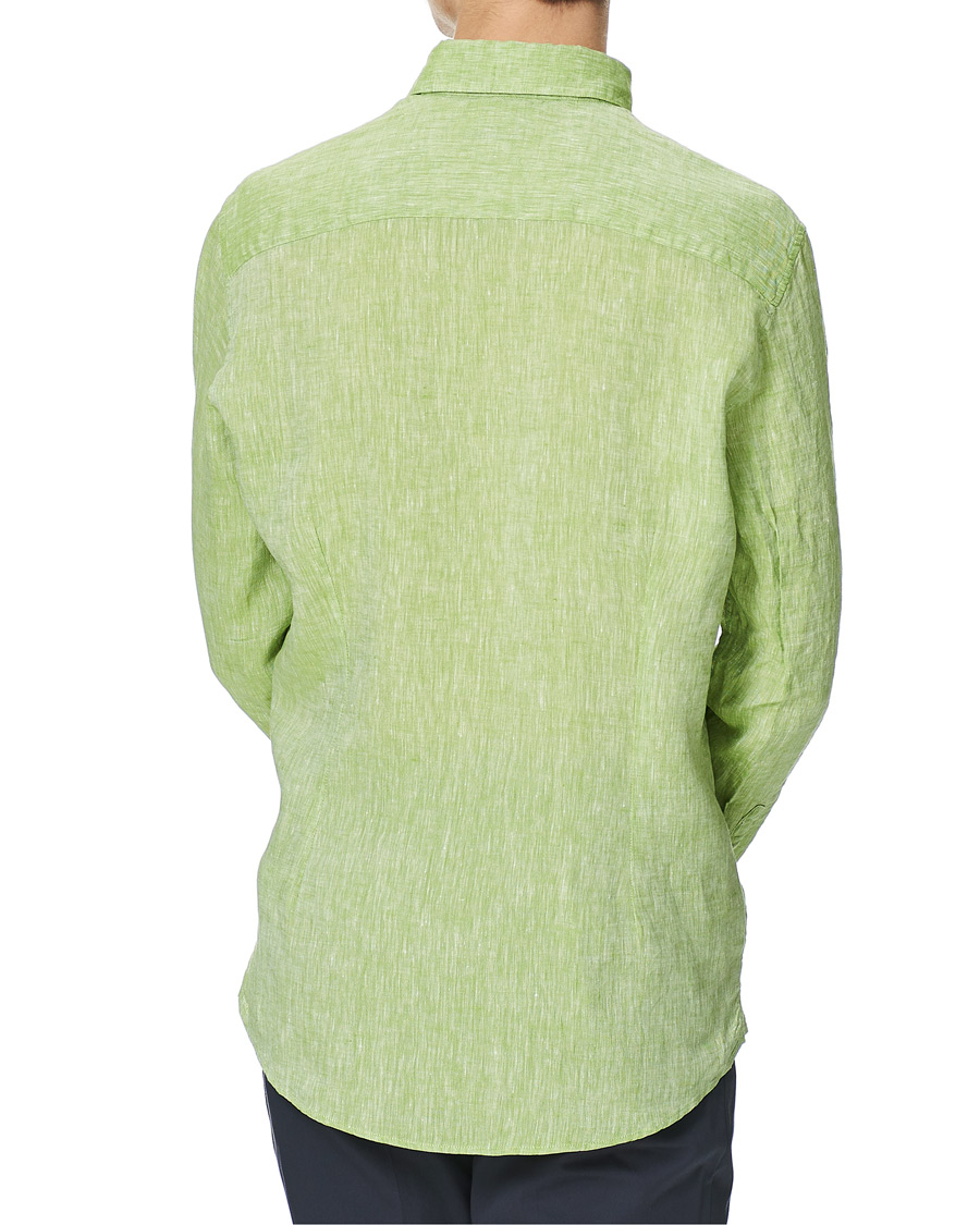 Men | Shirts | Stenströms | Slimline Button Down Linen Shirt Pistachio