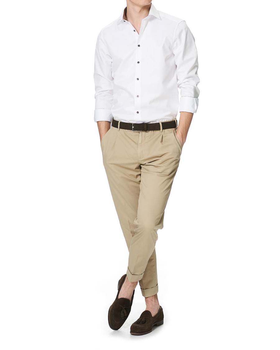 Men | Shirts | Stenströms | Slimline Paisley Contrast Shirt White