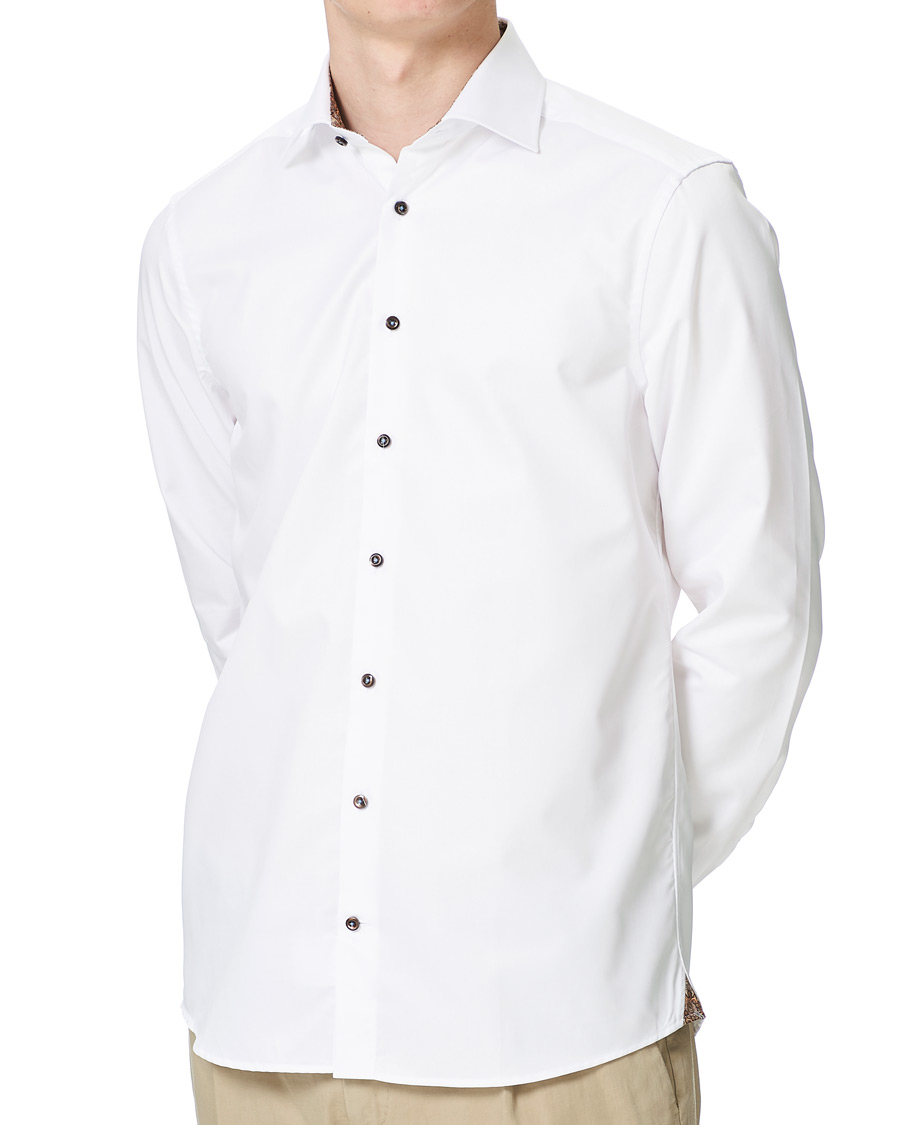 Men | Shirts | Stenströms | Slimline Paisley Contrast Shirt White