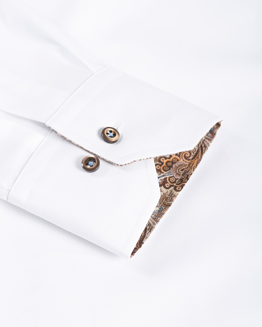Men | Shirts | Stenströms | Slimline Paisley Contrast Shirt White