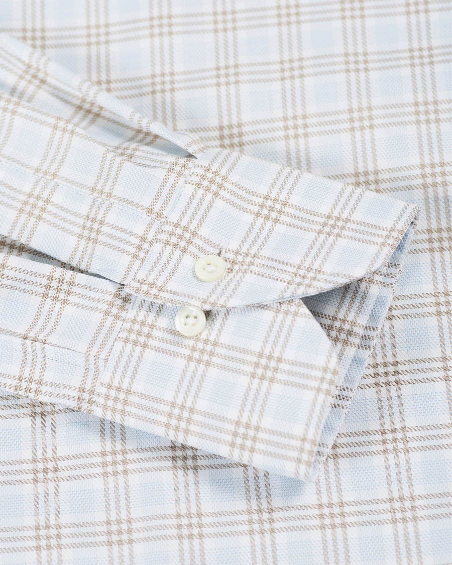 Men | Shirts | Stenströms | Slimline Multi Checked Cut Away Shirt Blue/Beige