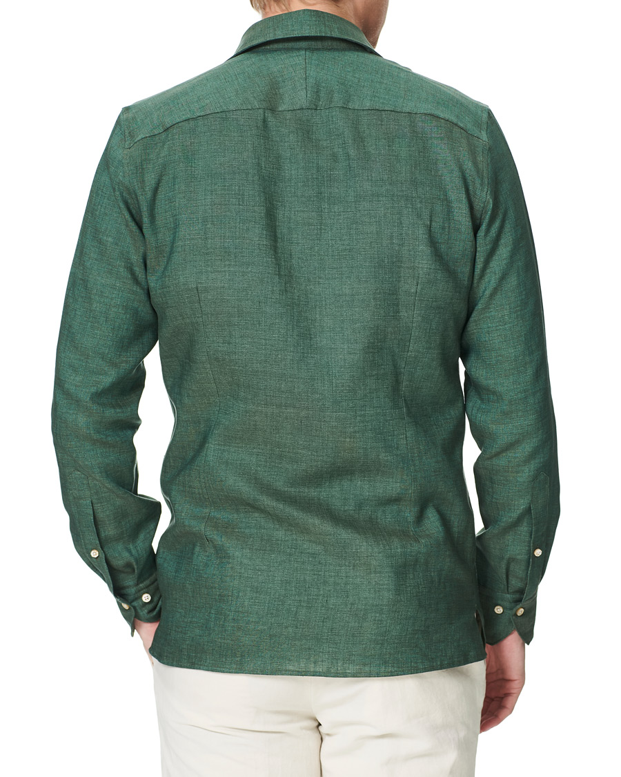 Men | Shirts | Stenströms | 1899 Slimline Linen Shacket Green