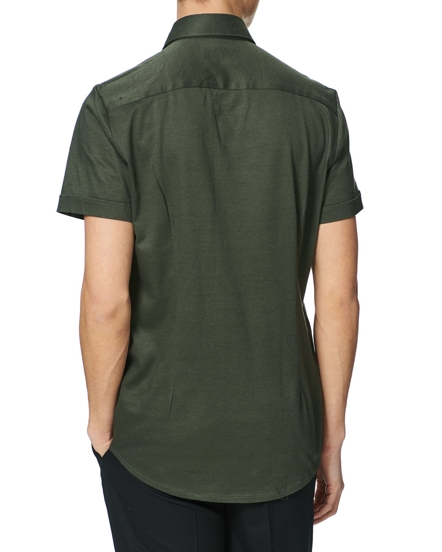 Men | Shirts | Stenströms | Cotton/Linen Short Sleeve Shirt Green