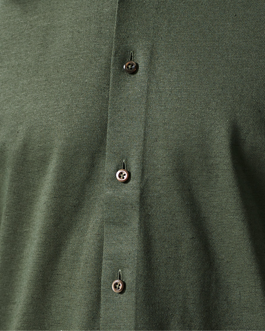Men | Shirts | Stenströms | Cotton/Linen Short Sleeve Shirt Green