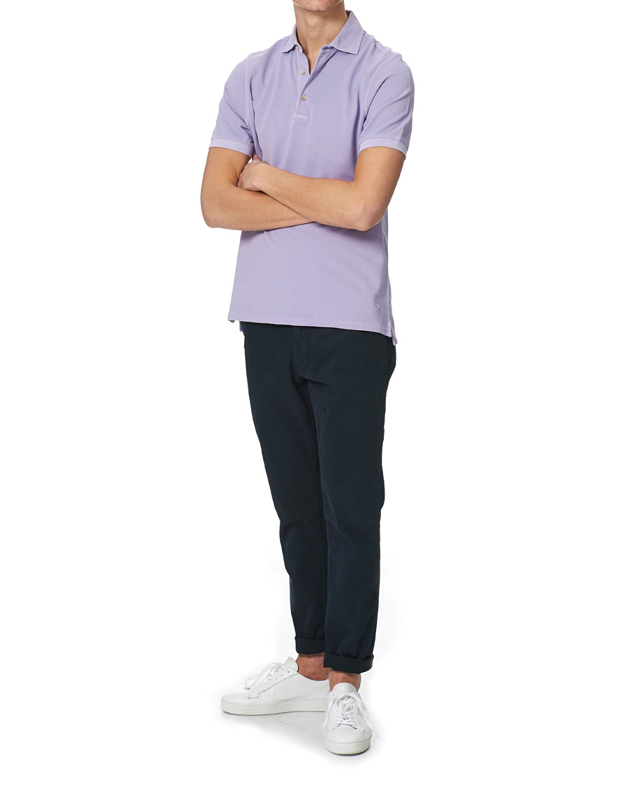 Men | Polo Shirts | Stenströms | Pigment Dyed Cotton Polo Shirt Purple