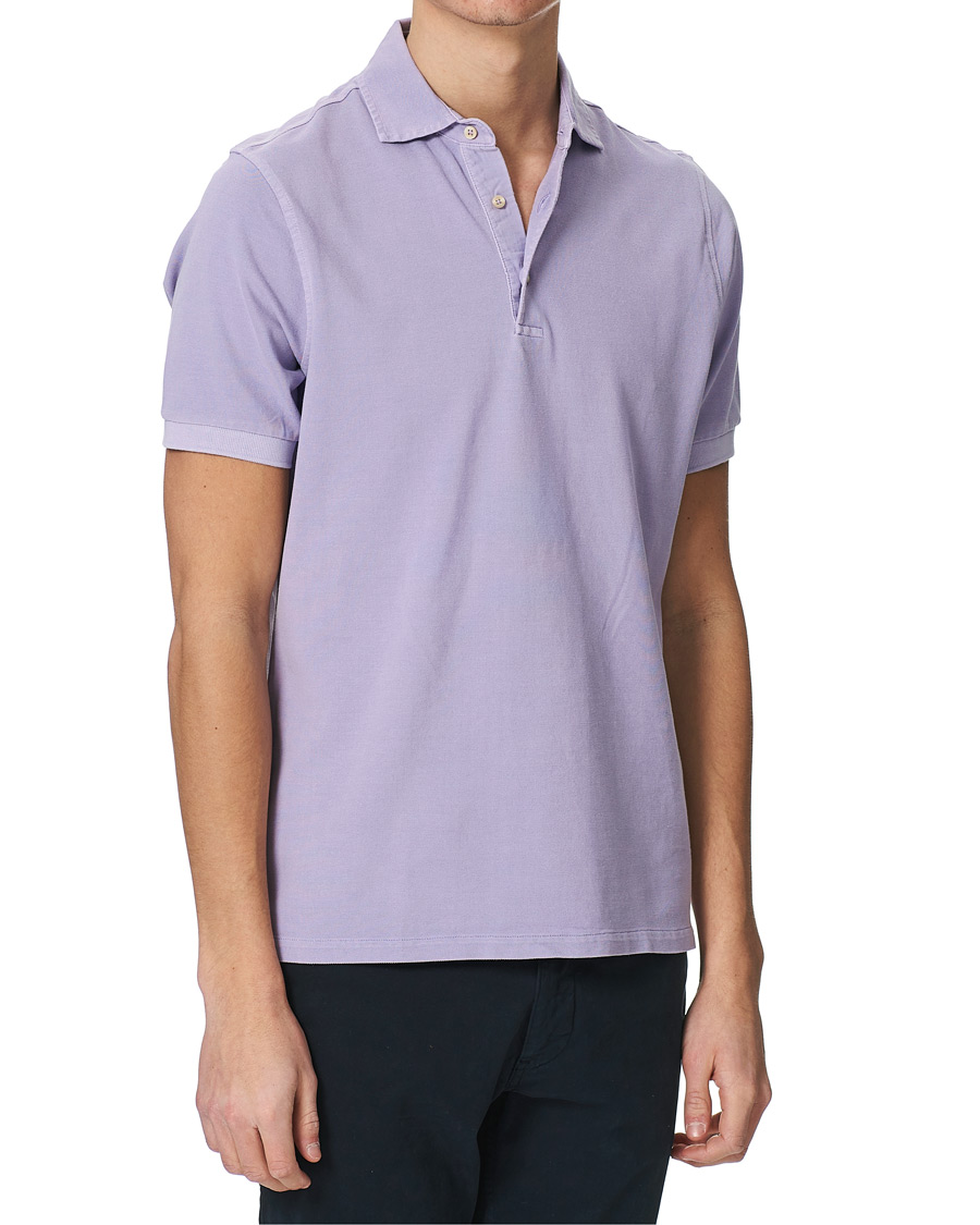 Men | Polo Shirts | Stenströms | Pigment Dyed Cotton Polo Shirt Purple