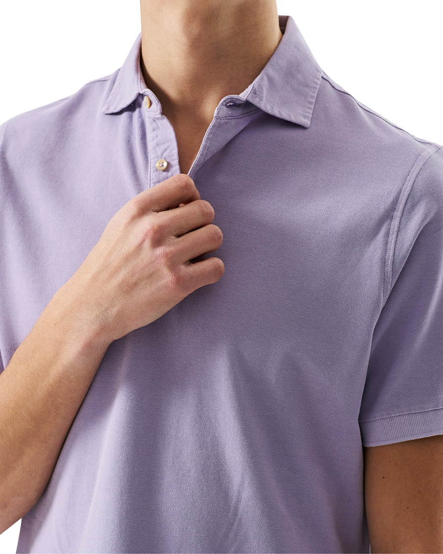 Men | Polo Shirts | Stenströms | Pigment Dyed Cotton Polo Shirt Purple