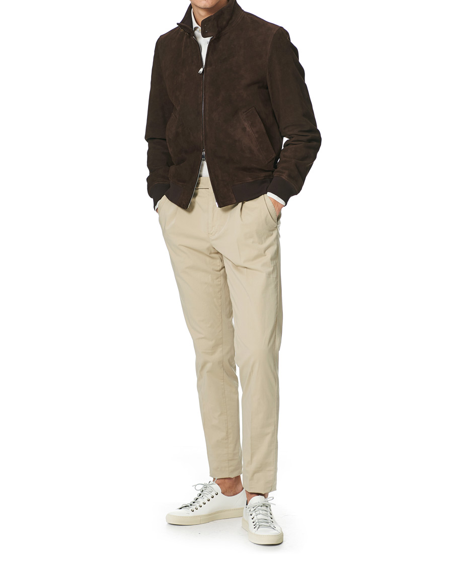 Men | Coats & Jackets | Valstar | Suede Zip Blouson Dark Brown