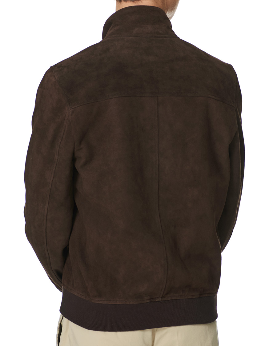 Men | Coats & Jackets | Valstar | Suede Zip Blouson Dark Brown