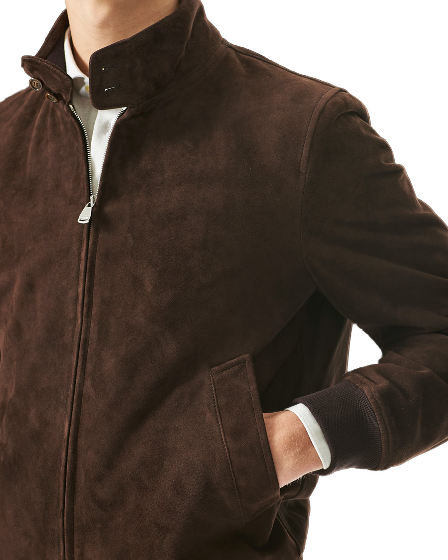 Men | Coats & Jackets | Valstar | Suede Zip Blouson Dark Brown