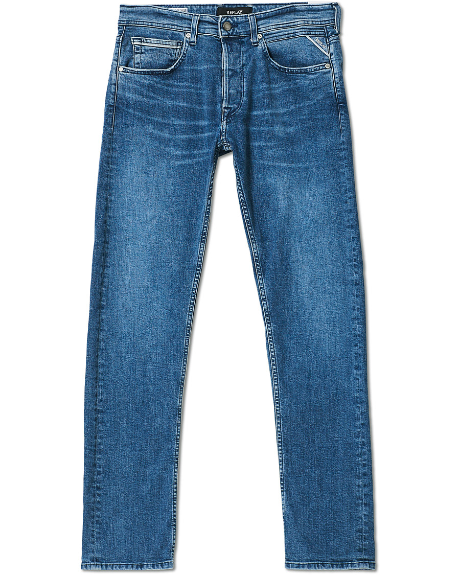 Men | Jeans | Replay | Grover Straight Fit Clouds Jeans Medium Blue