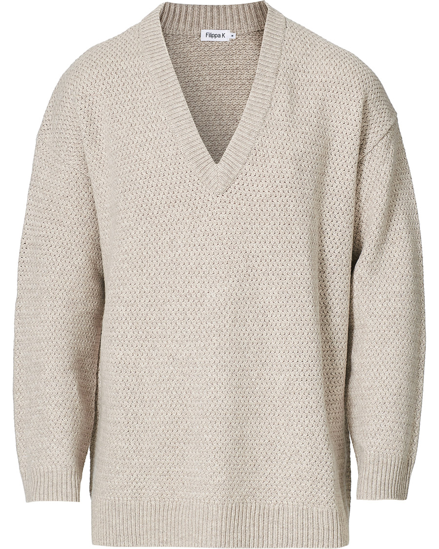 Men | Sweaters & Knitwear | Filippa K | Ash Sweater Beige Melange