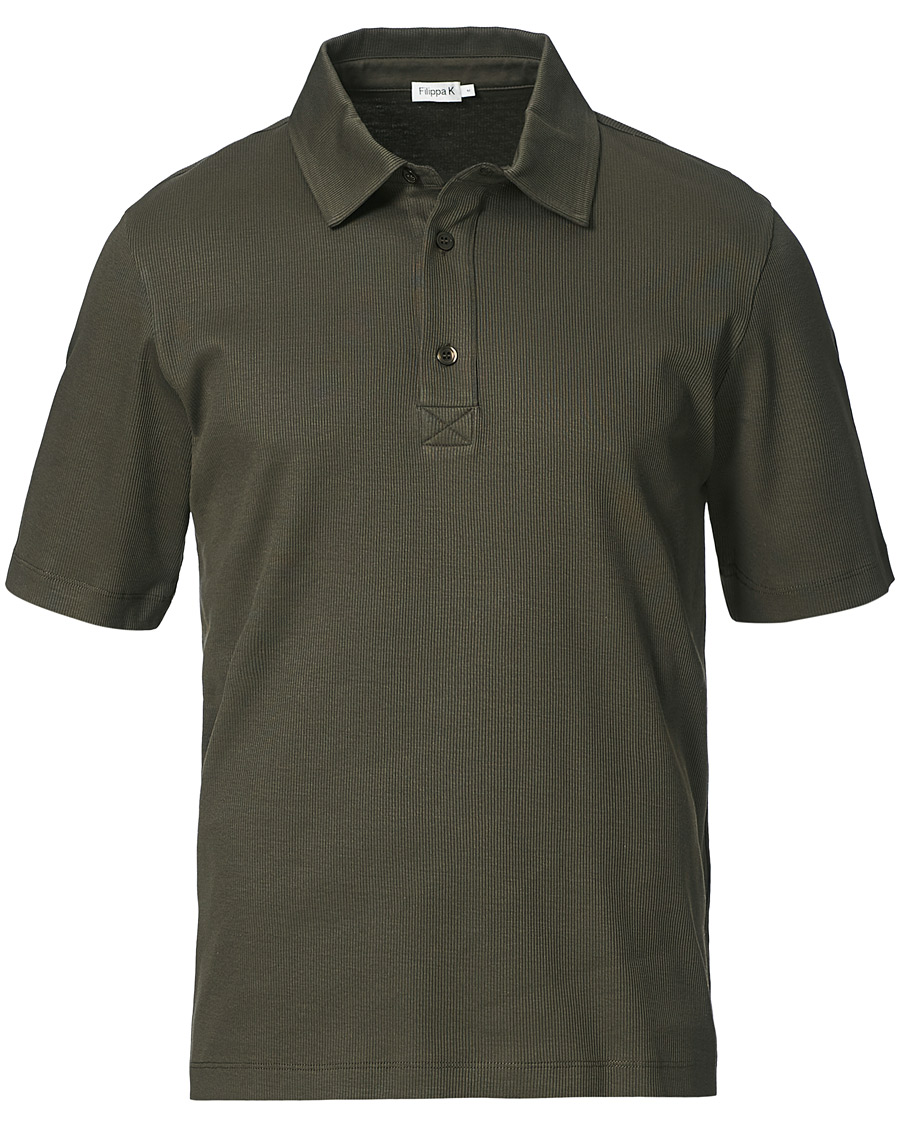 Men | Polo Shirts | Filippa K | Rib Polo Tee Fadded Moss Green