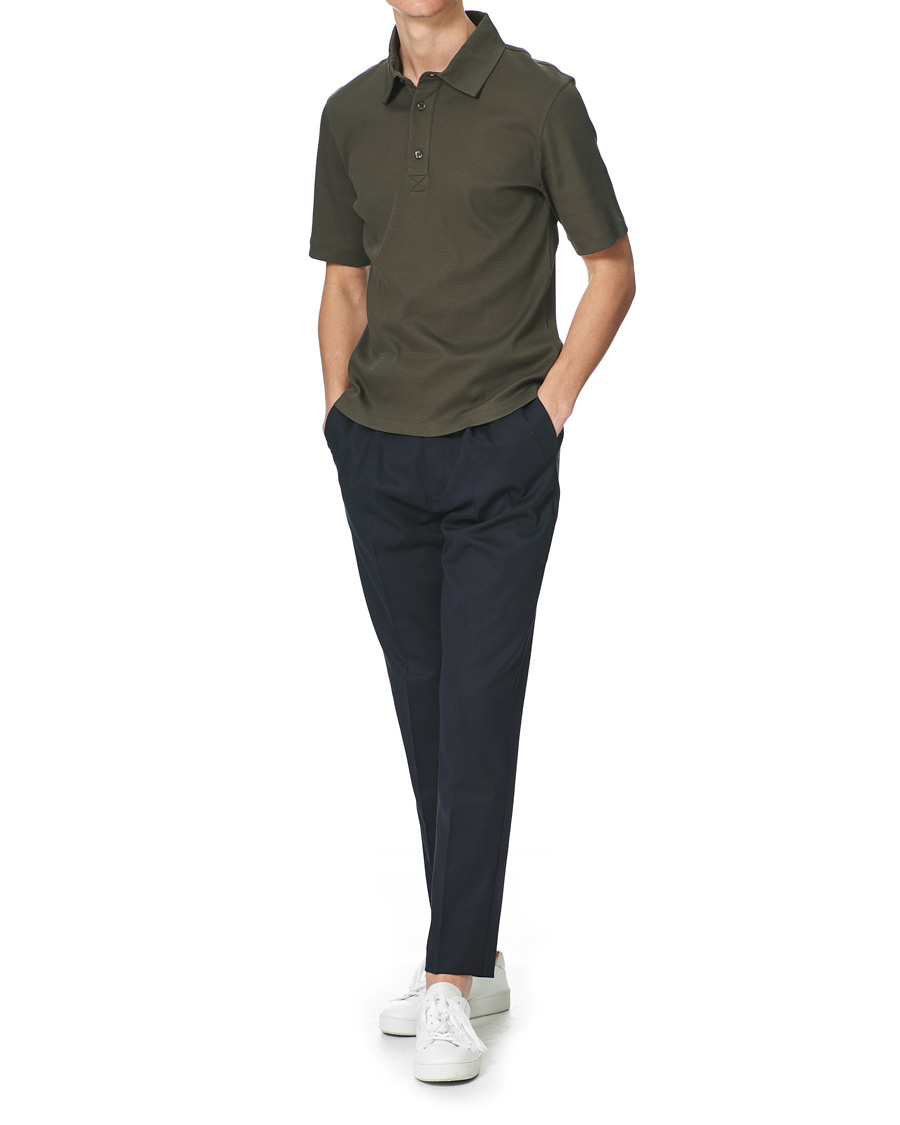 Men | Polo Shirts | Filippa K | Rib Polo Tee Fadded Moss Green