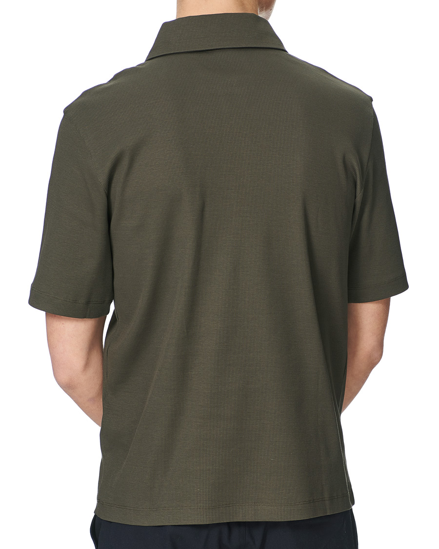 Men | Polo Shirts | Filippa K | Rib Polo Tee Fadded Moss Green