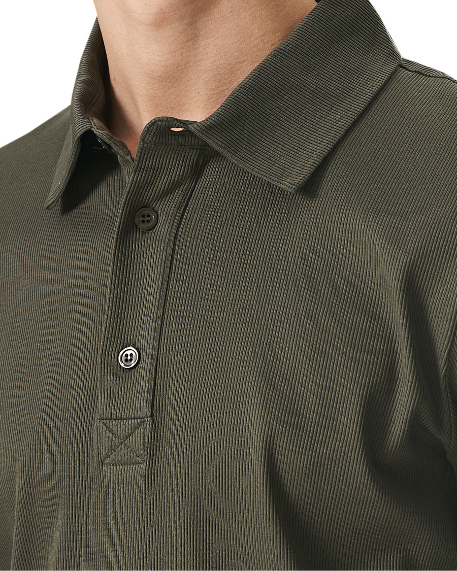 Men | Polo Shirts | Filippa K | Rib Polo Tee Fadded Moss Green