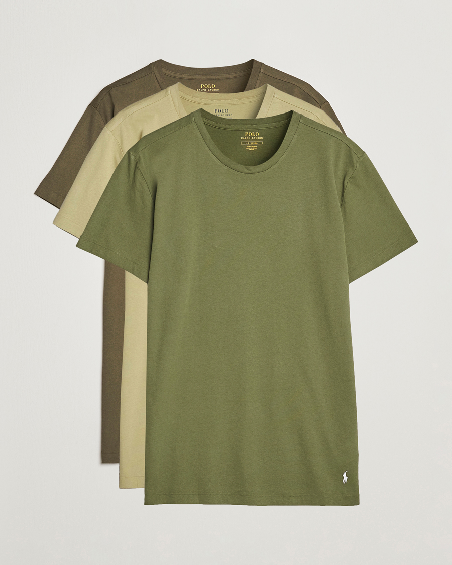 Men | T-Shirts | Polo Ralph Lauren | 3-Pack Crew Neck T-Shirt Olive/Green/Dark Green