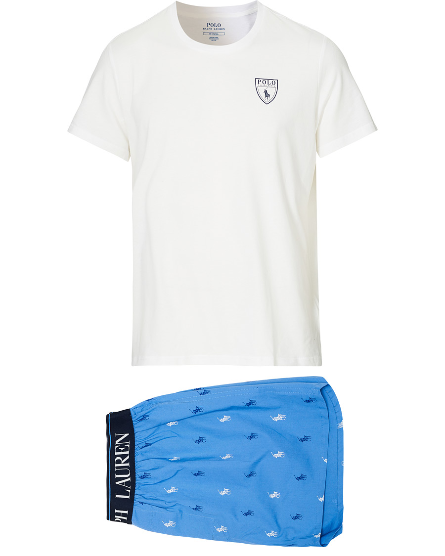 Men | Pyjamas & Robes | Polo Ralph Lauren | Short Sleeve Pyjama Set White/Blue