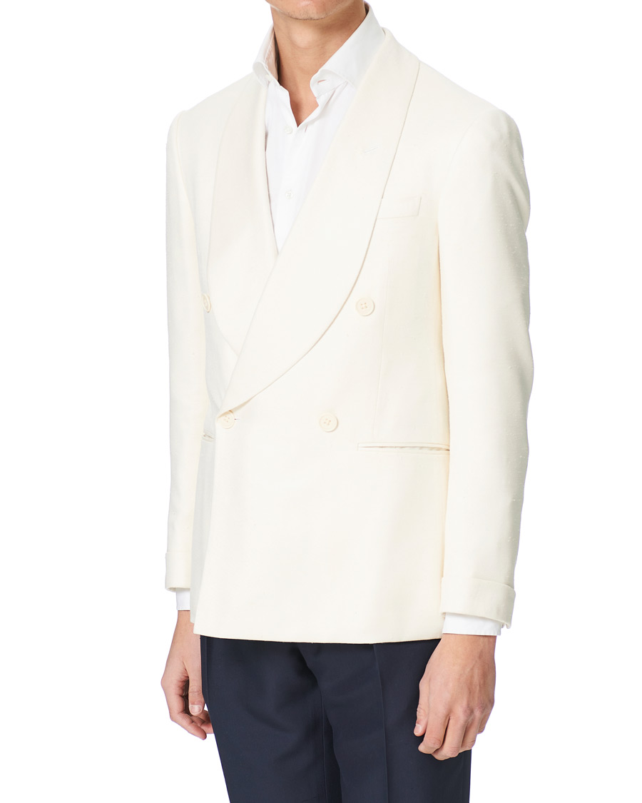 Men | Blazers | Ralph Lauren Purple Label | Double Breasted Mulberry Silk Blazer Cream