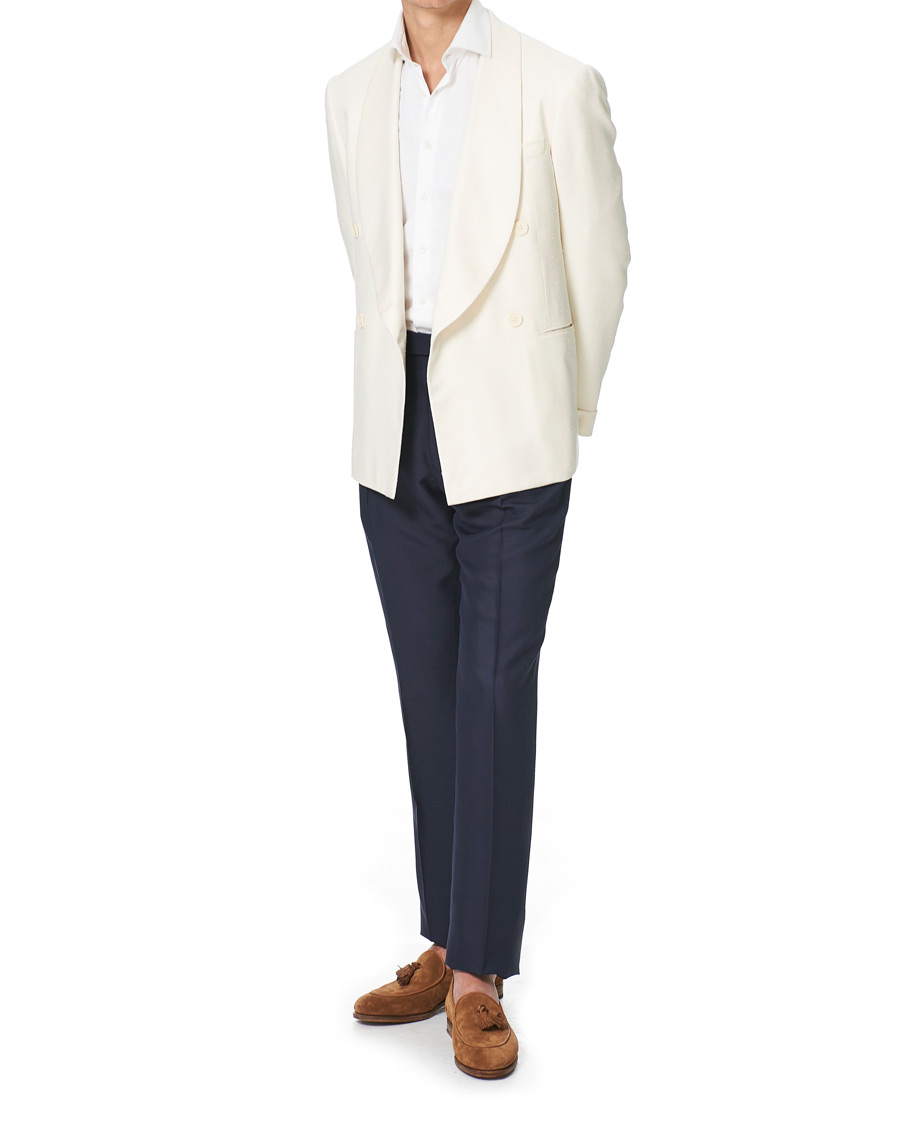 Men | Trousers | Ralph Lauren Purple Label | Shantung Silk Trousers Navy