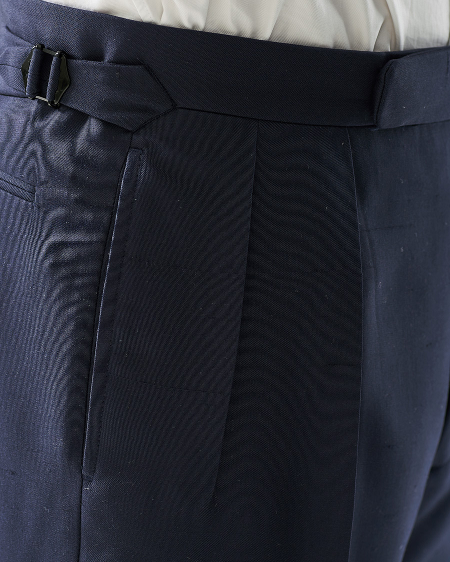 Men | Trousers | Ralph Lauren Purple Label | Shantung Silk Trousers Navy