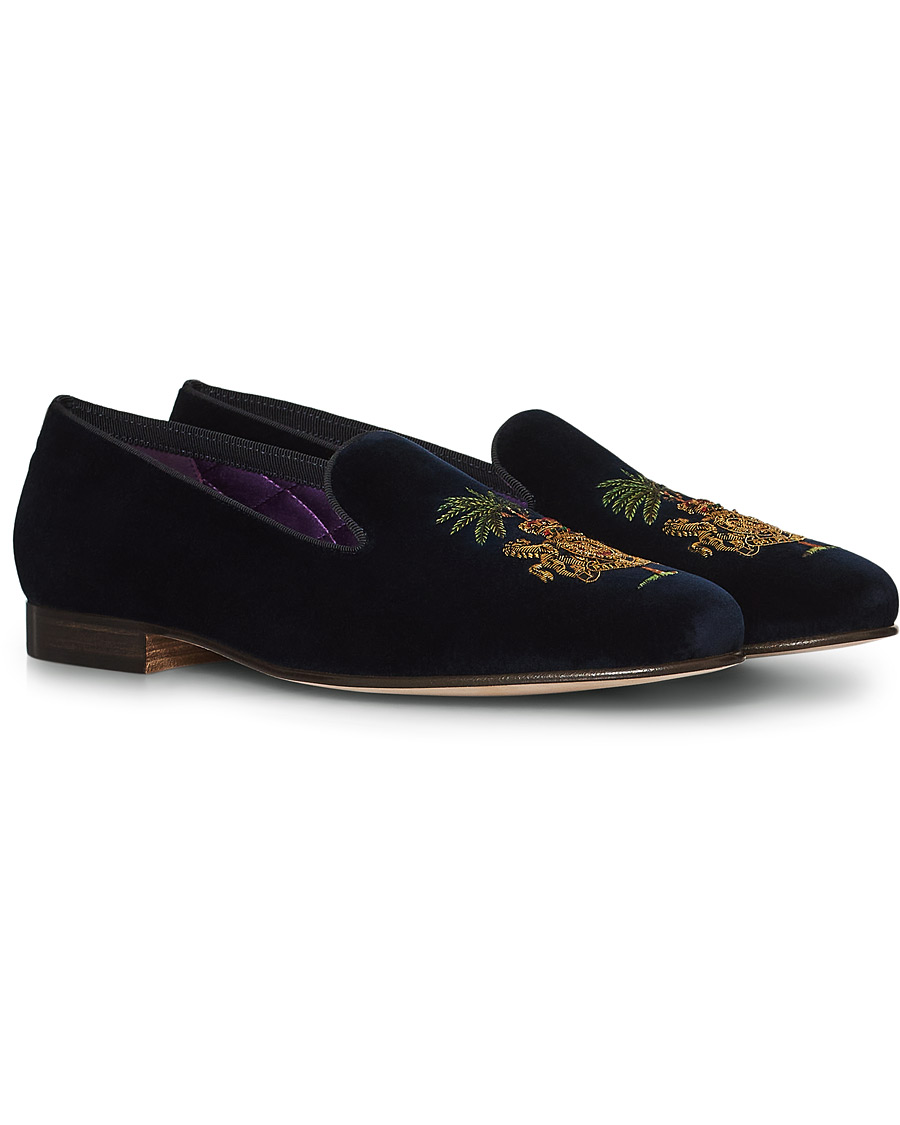 Men | Ralph Lauren Purple Label Alonso Palm Crest Slippers Navy | Ralph Lauren Purple Label | Alonso Palm Crest Slippers Navy