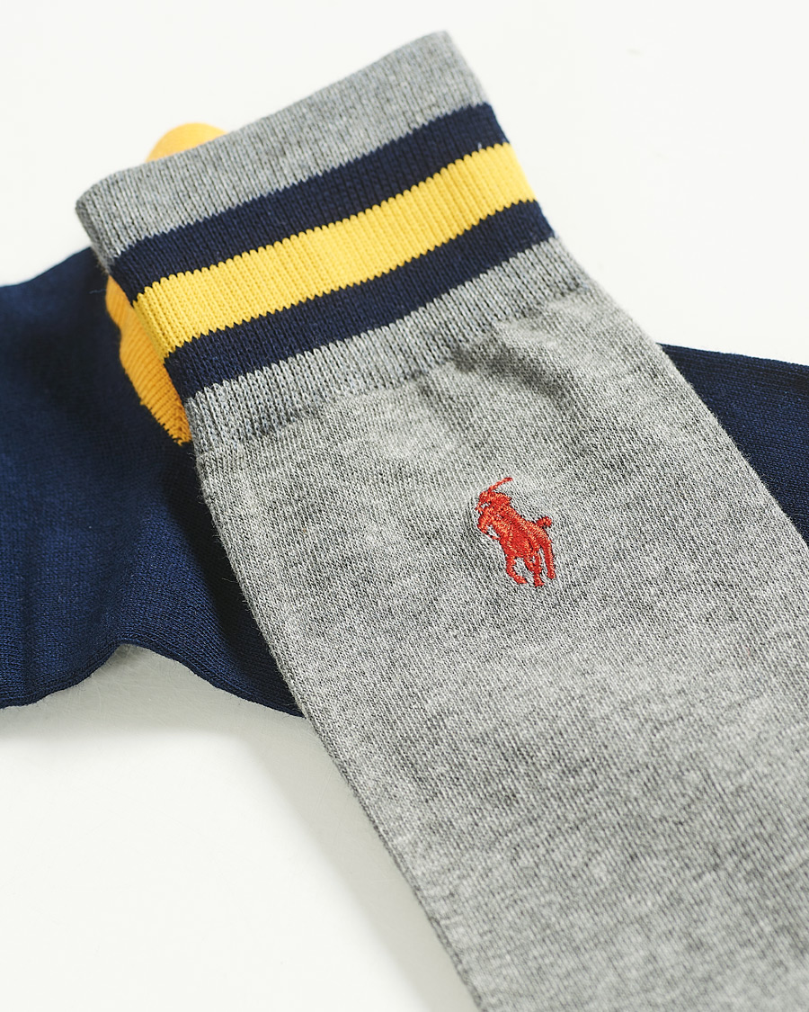 Men | Underwear & Socks | Polo Ralph Lauren | 2-Pack Bear Socks Navy/Grey