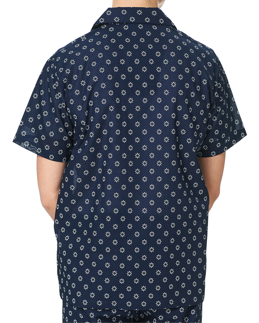 Men | Pyjamas & Robes | Derek Rose | Shortie Printed Cotton Pyjama Set Navy