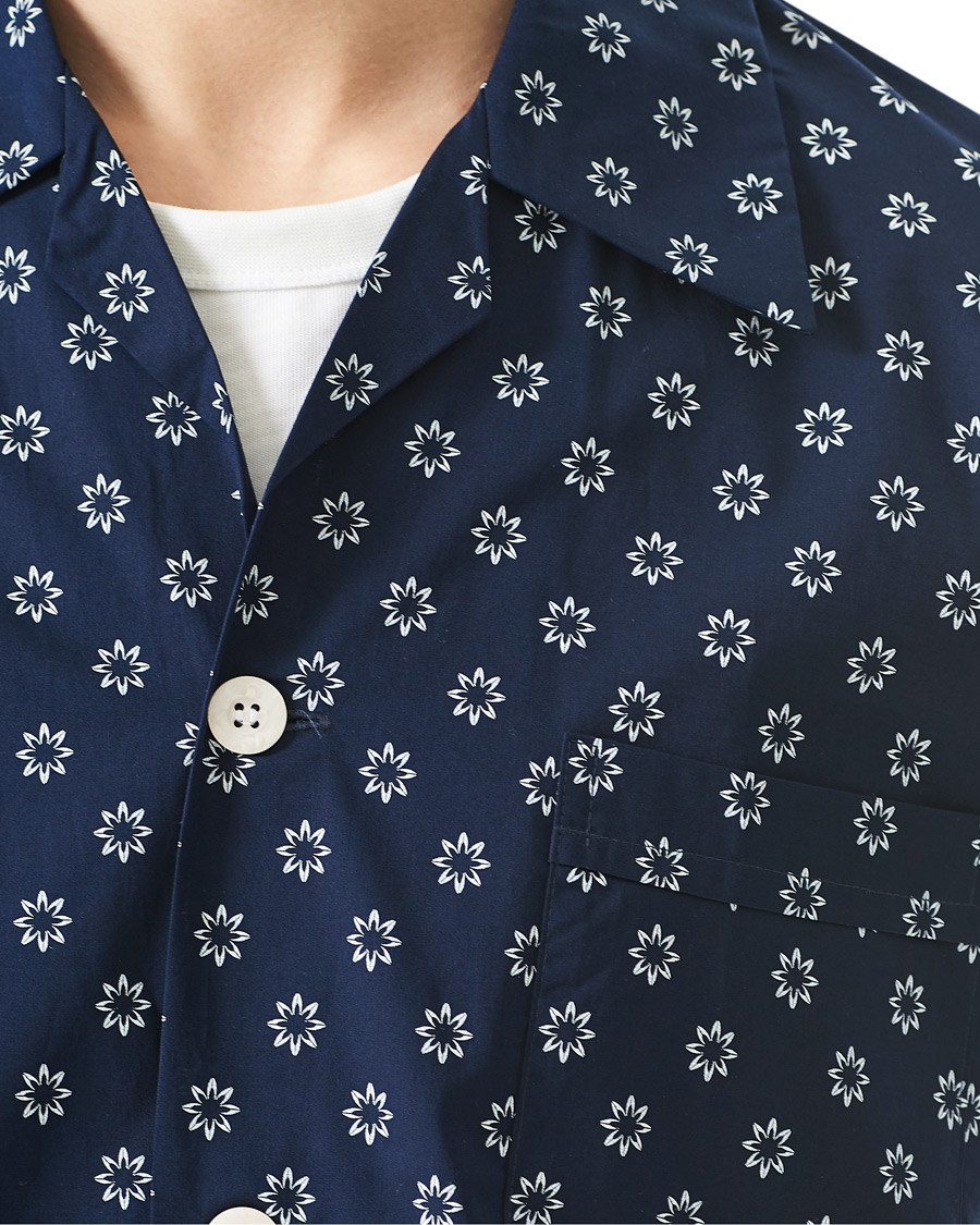Men | Pyjamas & Robes | Derek Rose | Shortie Printed Cotton Pyjama Set Navy
