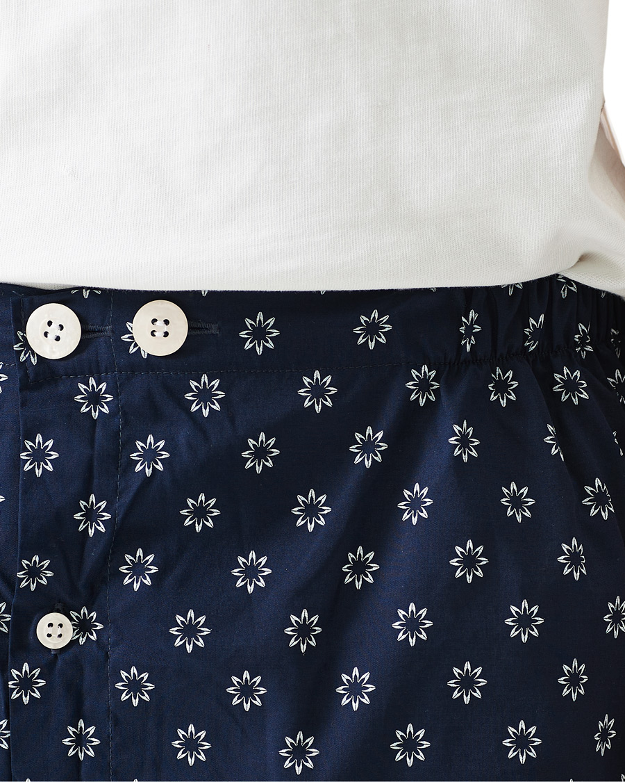 Men | Pyjamas & Robes | Derek Rose | Shortie Printed Cotton Pyjama Set Navy