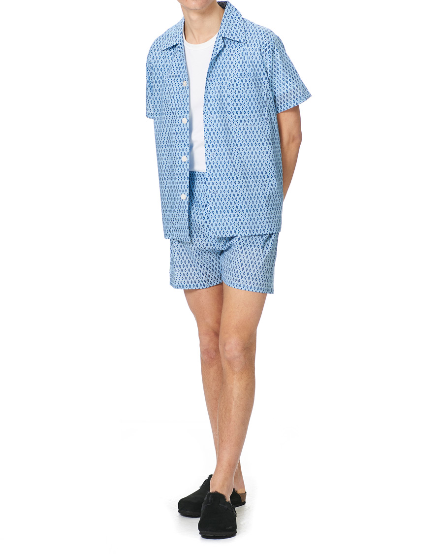 Men | Pyjamas & Robes | Derek Rose | Shortie Printed Cotton Pyjama Set Blue