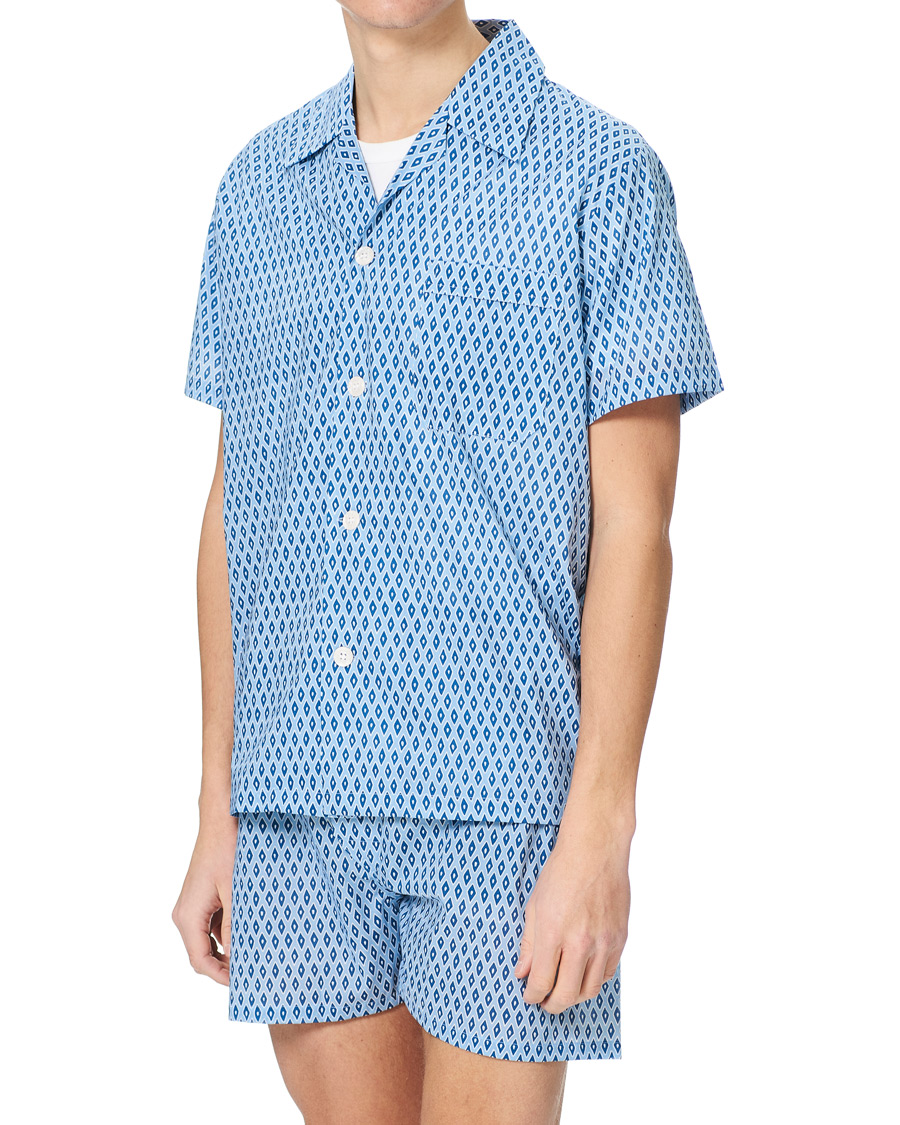 Men | Pyjamas & Robes | Derek Rose | Shortie Printed Cotton Pyjama Set Blue