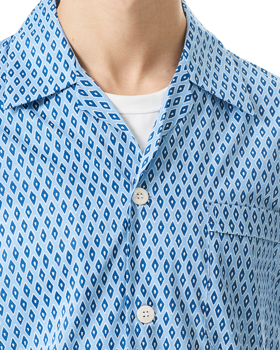 Men | Pyjamas & Robes | Derek Rose | Shortie Printed Cotton Pyjama Set Blue