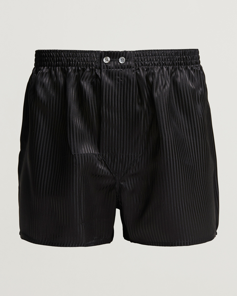 Men | Underwear & Socks | Derek Rose | Classic Fit Silk Boxer Shorts Black