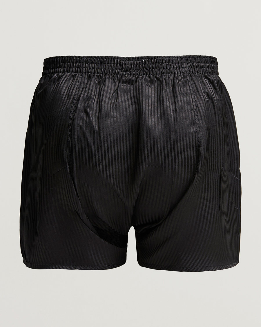 Men | Underwear & Socks | Derek Rose | Classic Fit Silk Boxer Shorts Black