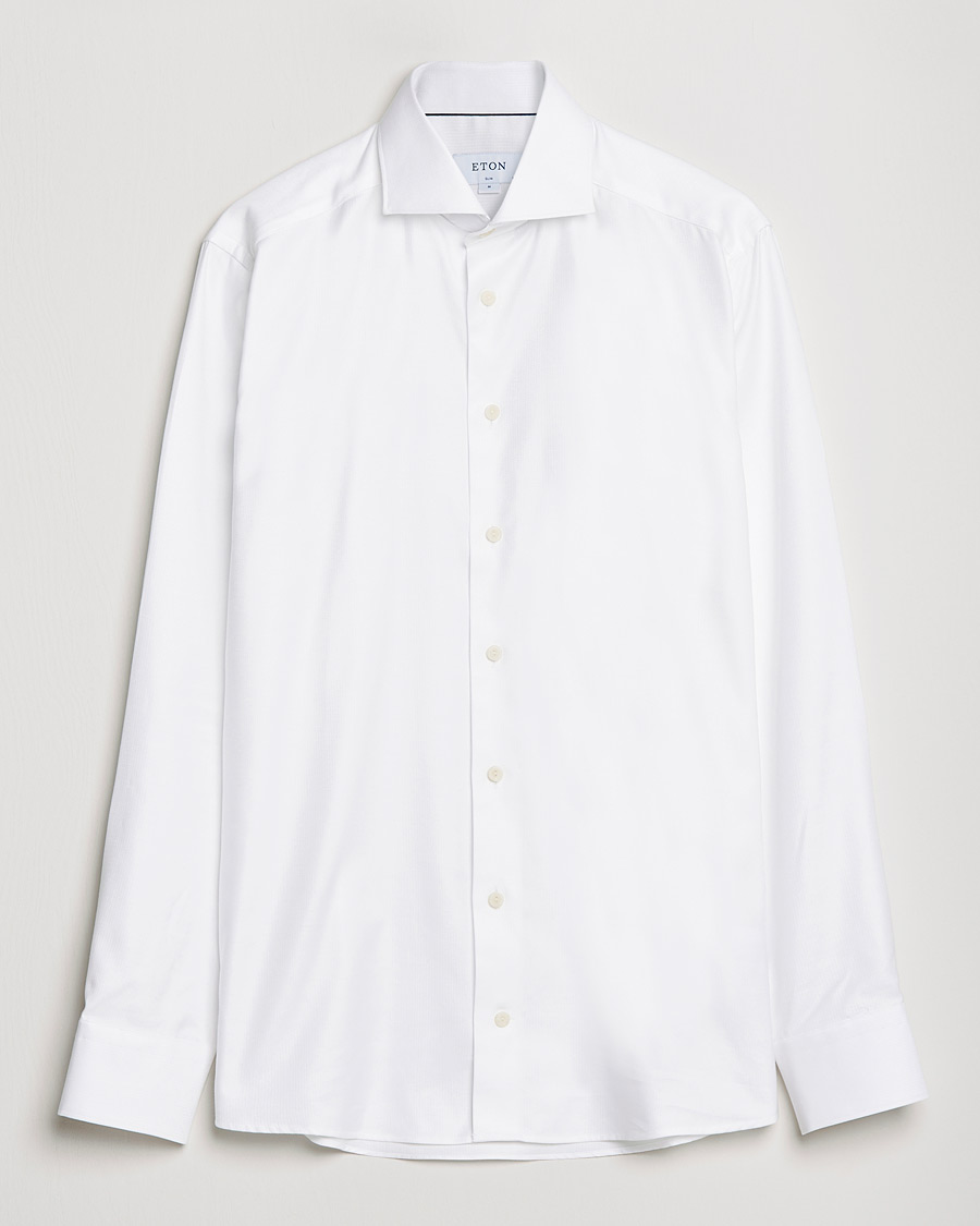 Men | Shirts | Eton | Cotton Lyocell Stretch Wide Spread Shirt White