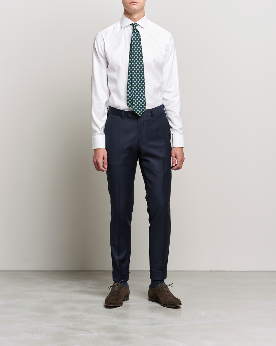 Men | Shirts | Eton | Cotton Lyocell Stretch Wide Spread Shirt White