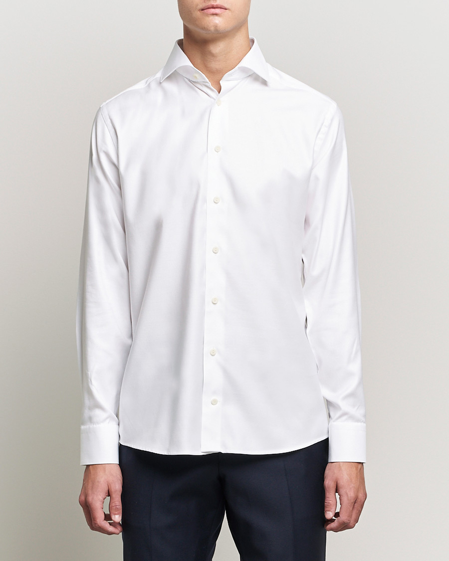 Men | Shirts | Eton | Cotton Lyocell Stretch Wide Spread Shirt White