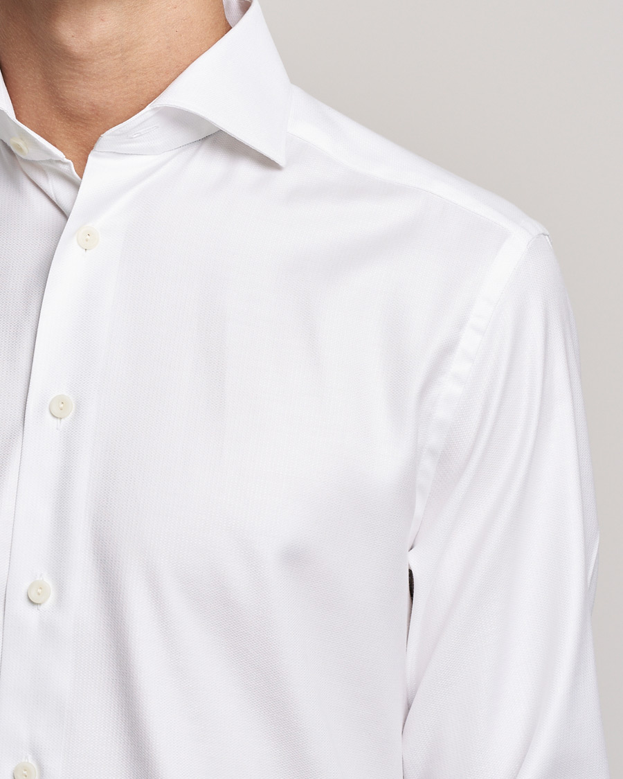 Men | Shirts | Eton | Cotton Lyocell Stretch Wide Spread Shirt White