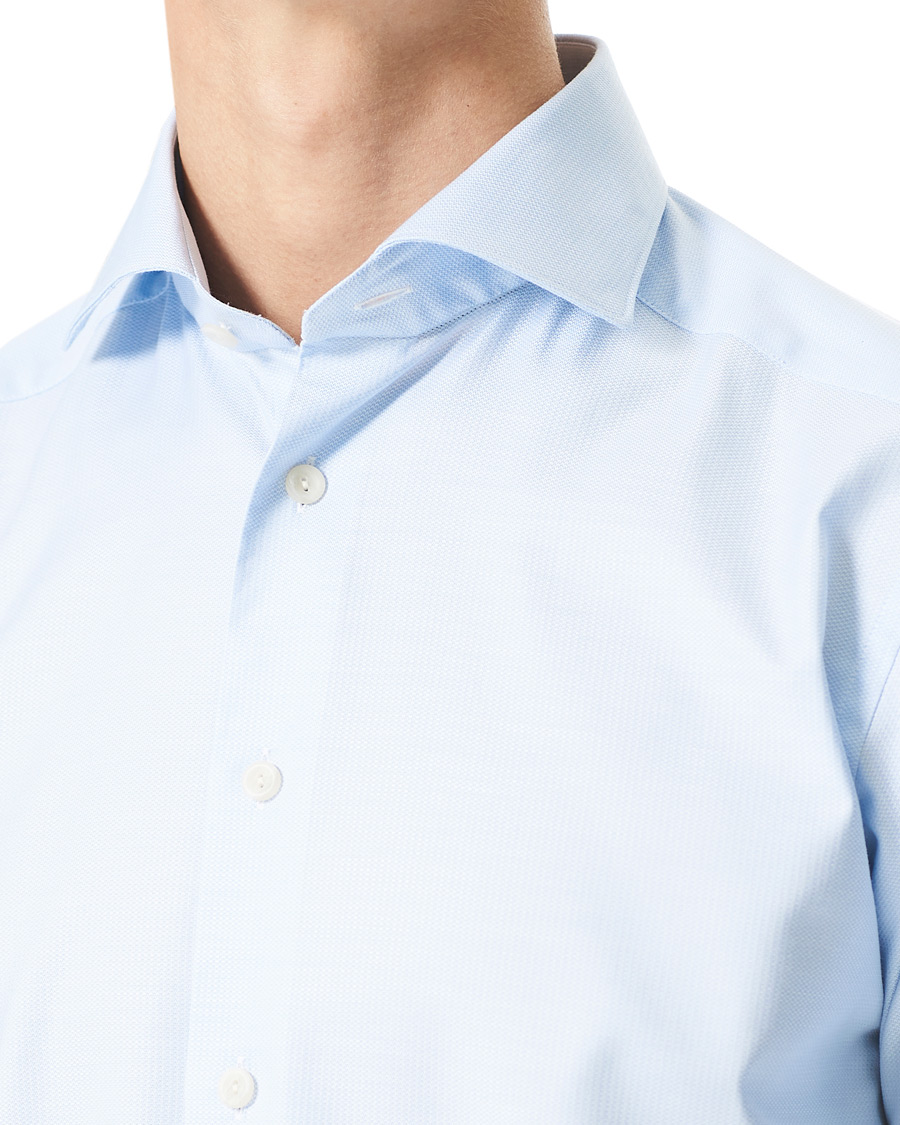 Men | Shirts | Eton | Cotton Lyocell Stretch Wide Spread Shirt Light Blue