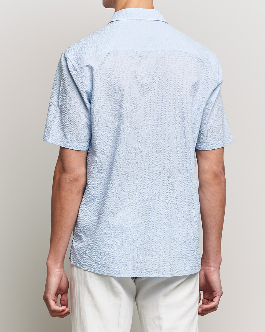 Men | Shirts | Eton | Seersucker Short Sleeve Shirt Light Blue