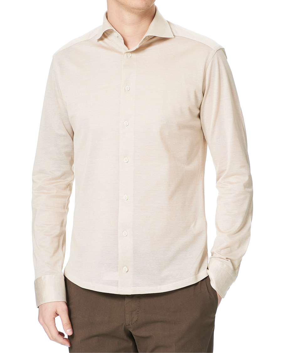 Men | Shirts | Eton | Oxford Piqué Shirt Beige