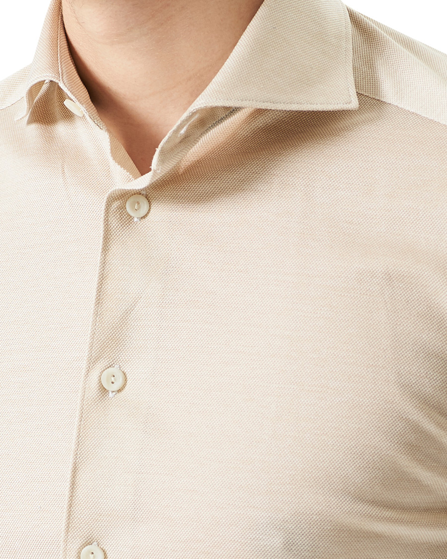 Men | Shirts | Eton | Oxford Piqué Shirt Beige