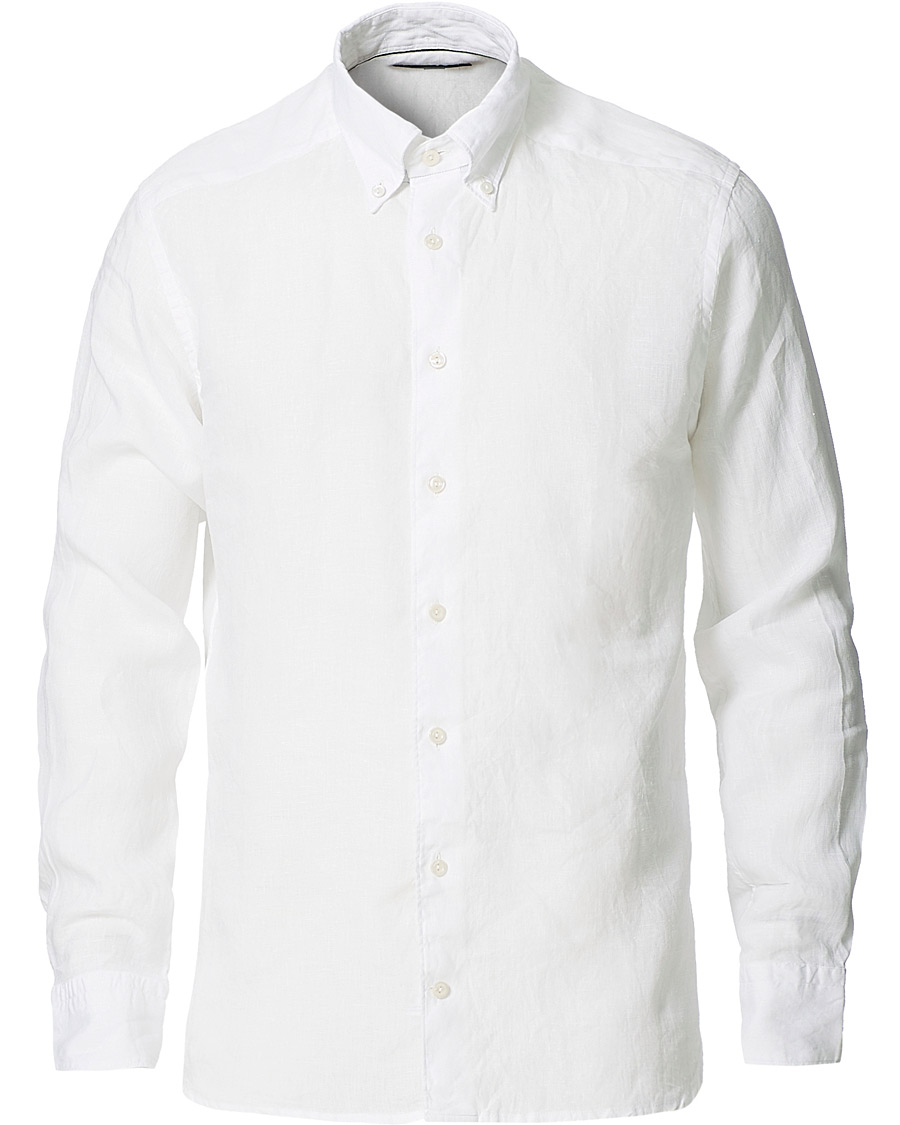 Men | Shirts | Eton | Slim Fit Button Down Linen Shirt White
