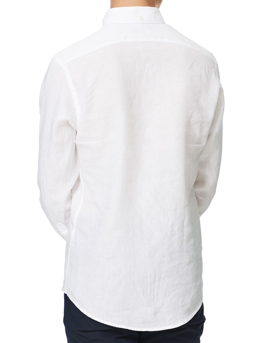 Men | Shirts | Eton | Slim Fit Button Down Linen Shirt White
