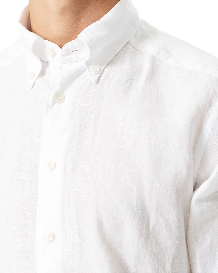 Men | Shirts | Eton | Slim Fit Button Down Linen Shirt White