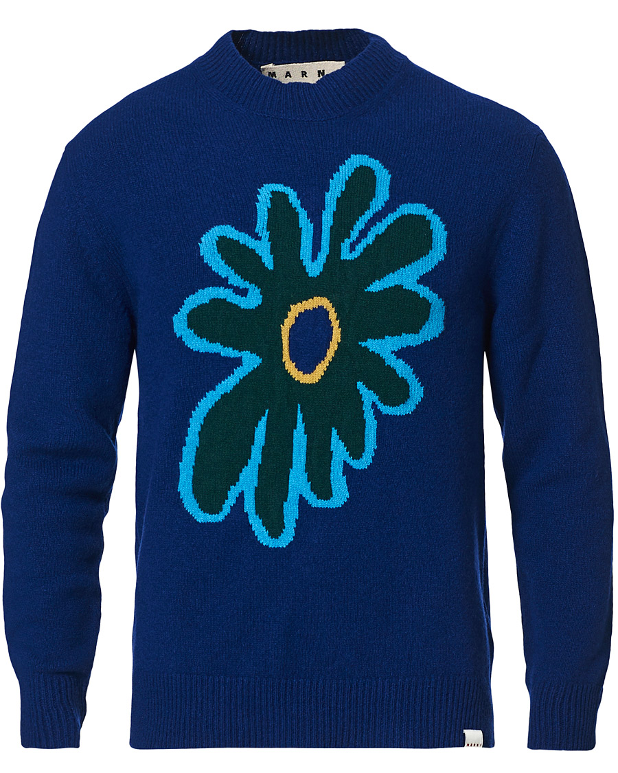 Men | Sweaters & Knitwear | Marni | Cashmere Flower Sweater Dark Blue