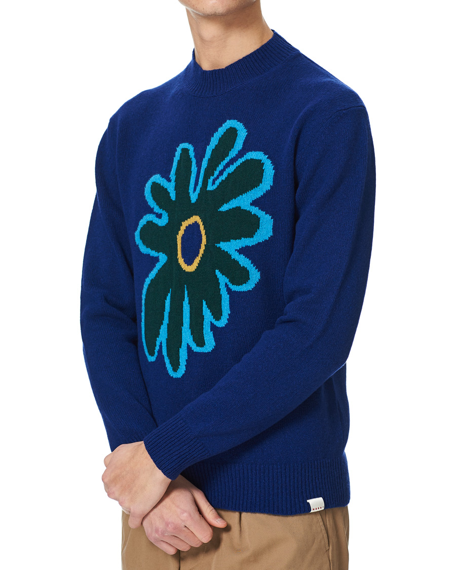 Men | Sweaters & Knitwear | Marni | Cashmere Flower Sweater Dark Blue