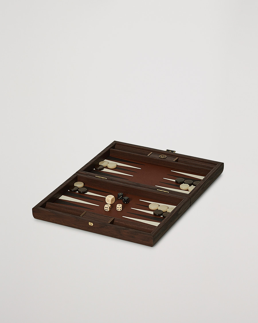 Men | Games | Manopoulos | Small Leatherette Backgammon Set Caramel Brown